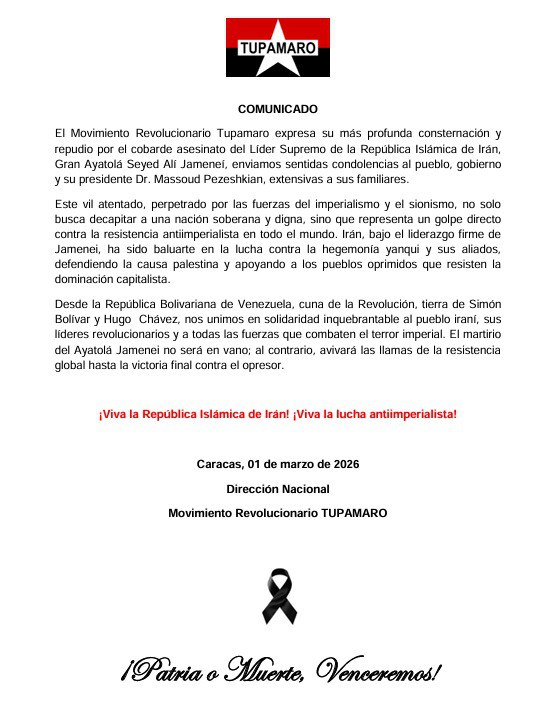 Asuntos Internacionales TUPAMARO VE tweet media