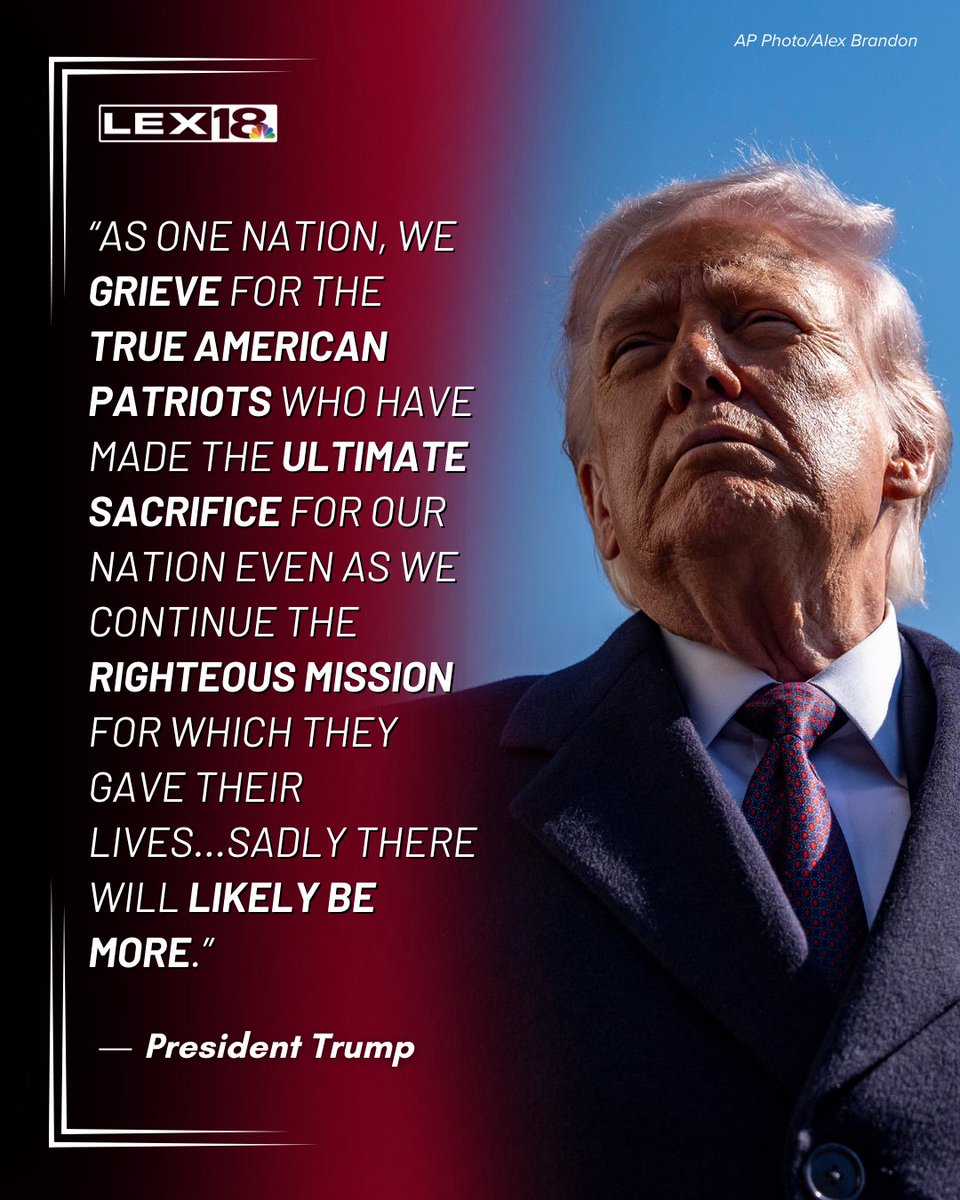 LEX18News's tweet image. REMEMBERING THE FALLEN: On Sunday, President Trump stated that CENTCOM confirmed three American military service members were killed in action during the U.S.- Israeli strikes on Iran. 

He added that there will 'likely be more"