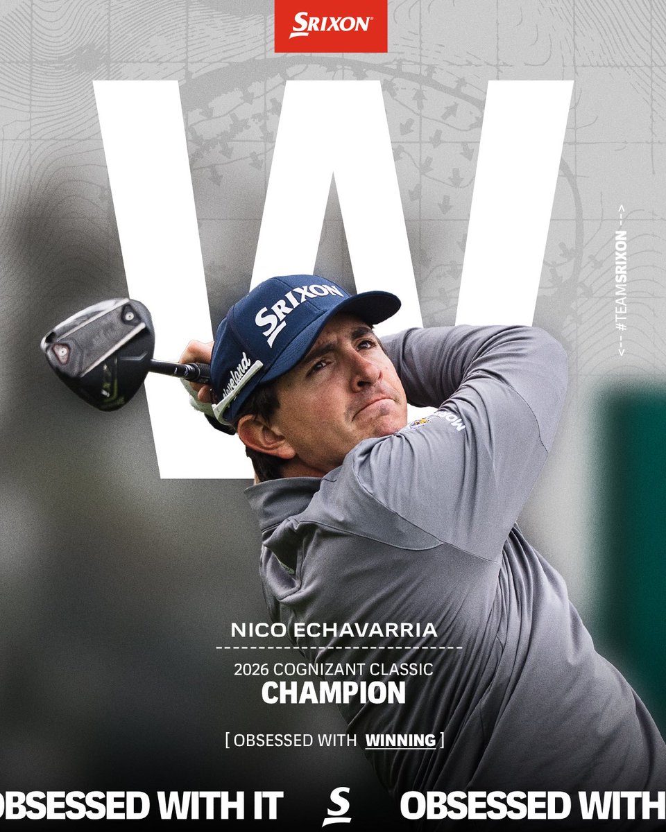SrixonGolf's tweet photo. Safe to say it was a good Sunday for #TeamSrixon. Yeah… we’re obsessed with it. 🏆🏆 Nico Echavarria gets it done in Florida to close out a massive day. https://t.co/hKsLEf93aQ
