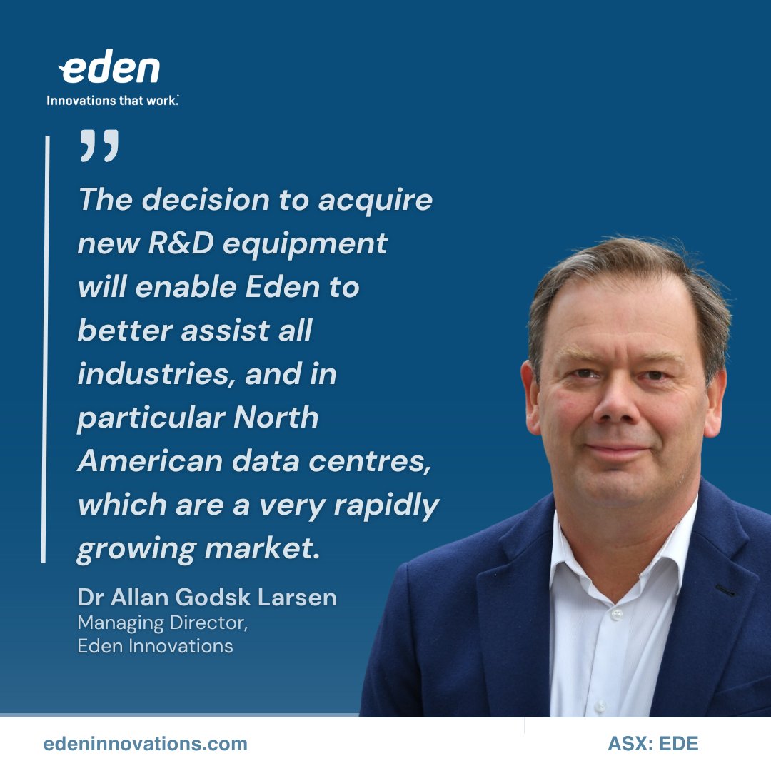 Eden_ASX's tweet photo. Dr Allan Godsk Larsen, Managing Director of Eden Innovations (#EDE: #ASX), comments on investing in R&D to expand its carbon nanotube technology into AI data centres.

“The decision to acquire new R&D equipment will enable Eden to better assist all industries, and in particular North American data centres, which are a very rapidly growing market, in solving a range of difficult issues such as electromagnetic shielding and heat absorption, through using higher performance, carbon nanotube (CNT) enriched concrete, and is expected to greatly accelerate the expansion of the EdenCrete global market footprint.”

Read more 👉 https://t.co/djUt4XhoAQ

#EdenInnovations #ASXEDE #ASXnews #ConstructionTechnology #EdenCrete #ASXNews #EdenCretePz7 #AdvancedMaterials #InfrastructureInvestment #EngineeringInnovation #LowCarbonConcrete #SustainableConstruction #GreenInfrastructure #datacentres