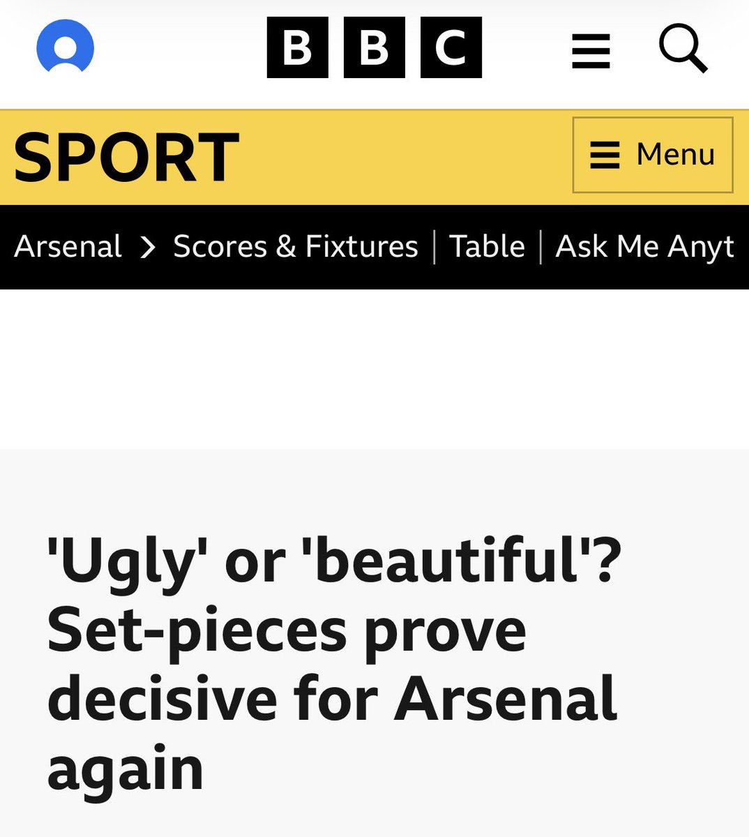 Funny how set-pieces were the best thing yesterday when Liverpool scored from multiple of them, 

but Arsenal do it today and…