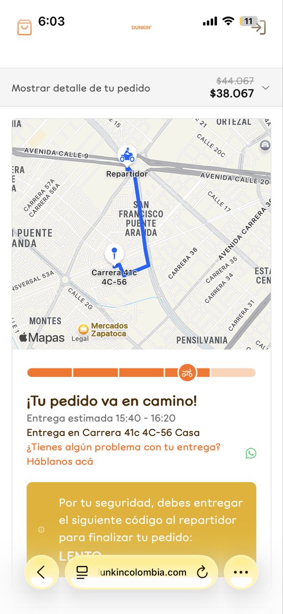 ValenMoun12's tweet photo. @dunkincolombia llevó más de 3 horas esperando un pedido y  no llega necesito mi reembolso de dinero de inmediato . Que servicio tan pésimo 🤬🤬🤬🤬 https://t.co/Qqz54X2aM5