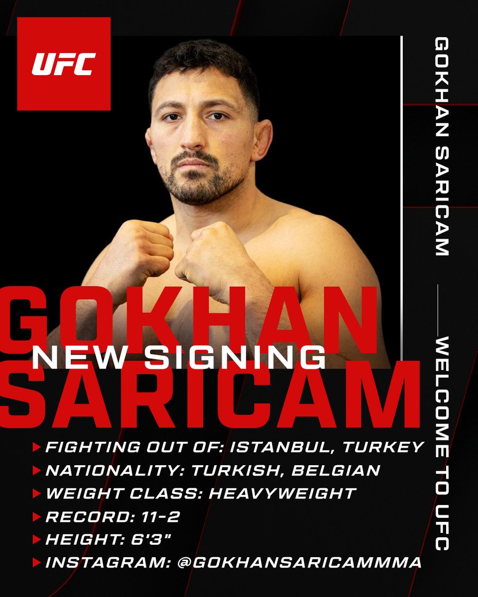 UFCEurope's tweet photo. Gokhan Saricam, welcome to the UFC! 🇹🇷 🇧🇪

The Turkish-Belgian heavyweight debuts at #UFCWinnipeg on April 18 🗓️ https://t.co/WsdiND9UnT