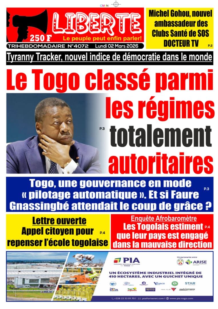 ZeusKAziadouvo's tweet image. #Togo : A chacun son exemplaire ce lundi 02 mars 2026. Disponible en version papier et numérique. Pour vos abonnements : libertehebdo2@gmail.com, Tel.   228 90335380. Vous abonner, c'est soutenir la voix des sans voix. 
Liberté célèbre ses 21 ans ce 02 mars. #régime #autoritaire