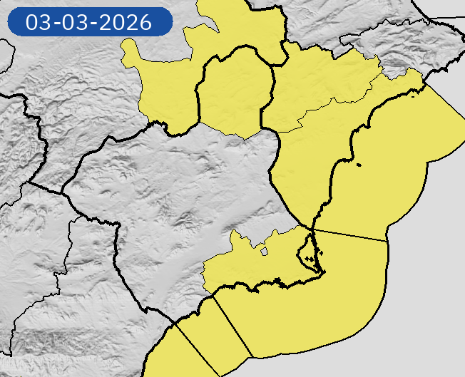 02/03 00:06 AVISOS HOY Y MAÑANA | Región de Murcia: costeros y vientos. Nivel máximo de aviso: amarillo.
Actualizaciones en aemet.es/es/eltiempo/pr…