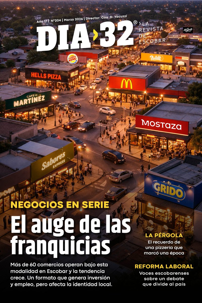 📣 ¡Ya salió la 32 de Marzo 2026!

🏪 Franquicias: el avance de los negocios “llave en mano” en Escobar

⚖️ Reforma laboral: tres miradas escobarenses sobre un cambio profundo

🍕 “La Pérgola”: el grato recuerdo una pizzería que trascendió a su tiempo

👉 dia32.com.ar/secciones/arch…
