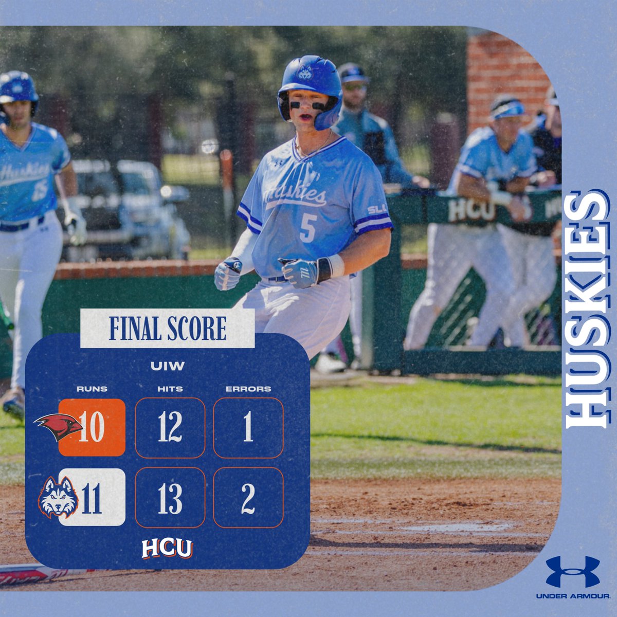 HCUAthletics's tweet photo. Huskies win! @HCUHuskiesBSB walks it off with a four-run ninth to take the series and start SLC play 2-1!

#DawgsUp https://t.co/9DlSRQbcuo