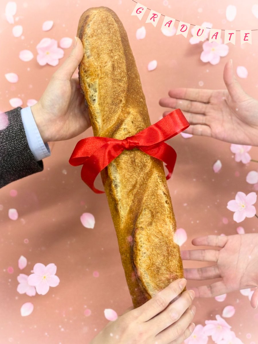 🌸卒業式の季節ですね🌸

#神戸屋 からお祝いの気持ちを込めて✨
卒業証書の筒…ではなく
リボンを巻いた #バタール です🥖🎀

みなさまの素敵な門出を応援しています！☺️🧡

#卒業 #おめでとう