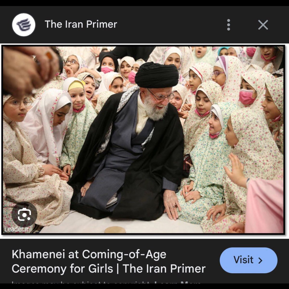 “This is the EPSTEIN WAR!” 

You are literally defending a pedophile rapist regime in Iran. 

Ayatollah Khomenei wrote a manual of Islamic law called “Tahrir al-Wasilah” which said that "other forms of sexual pleasures" (short of intercourse) were permitted with girls under 9