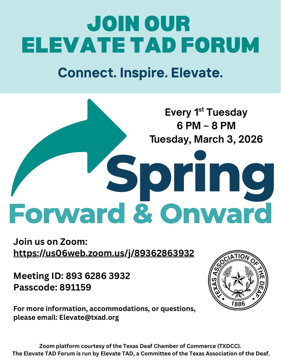 txad1886's tweet photo. 🎙️ Facilitator: Mr. Jason Shaw w/ TAD Advisor, Ms. Lana Coker-Pawlak
🔗 Join Zoom Meeting: https://t.co/avimFXAQnw
🆔 Meeting ID: 893 6286 3932 🔑 Passcode: 891159

📘 Forum Guidelines: https://t.co/RSXxloVXPk

📧Email: Elevate@txad.org https://t.co/9ma5lPfm4S