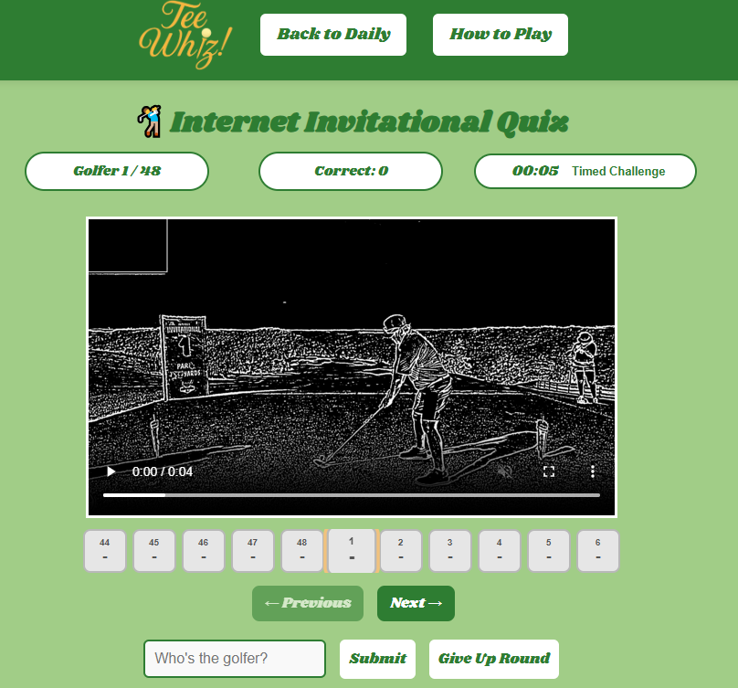 TeeWhizGame's tweet photo. How well do you know the Internet Invitational golfers?  Come test yourself against the clock in our new mode! ⏳🏌️‍♂️

https://t.co/1ZMOYiUKKO https://t.co/piNSjz89QJ
