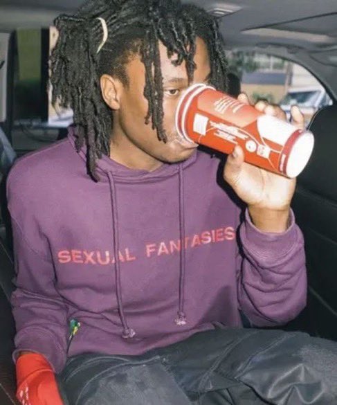 fitsgohard's tweet photo. Lucki wearing 

Vetements AW16 Sexual Fantasies Hoodie ($2800) https://t.co/kblrMrlTLw