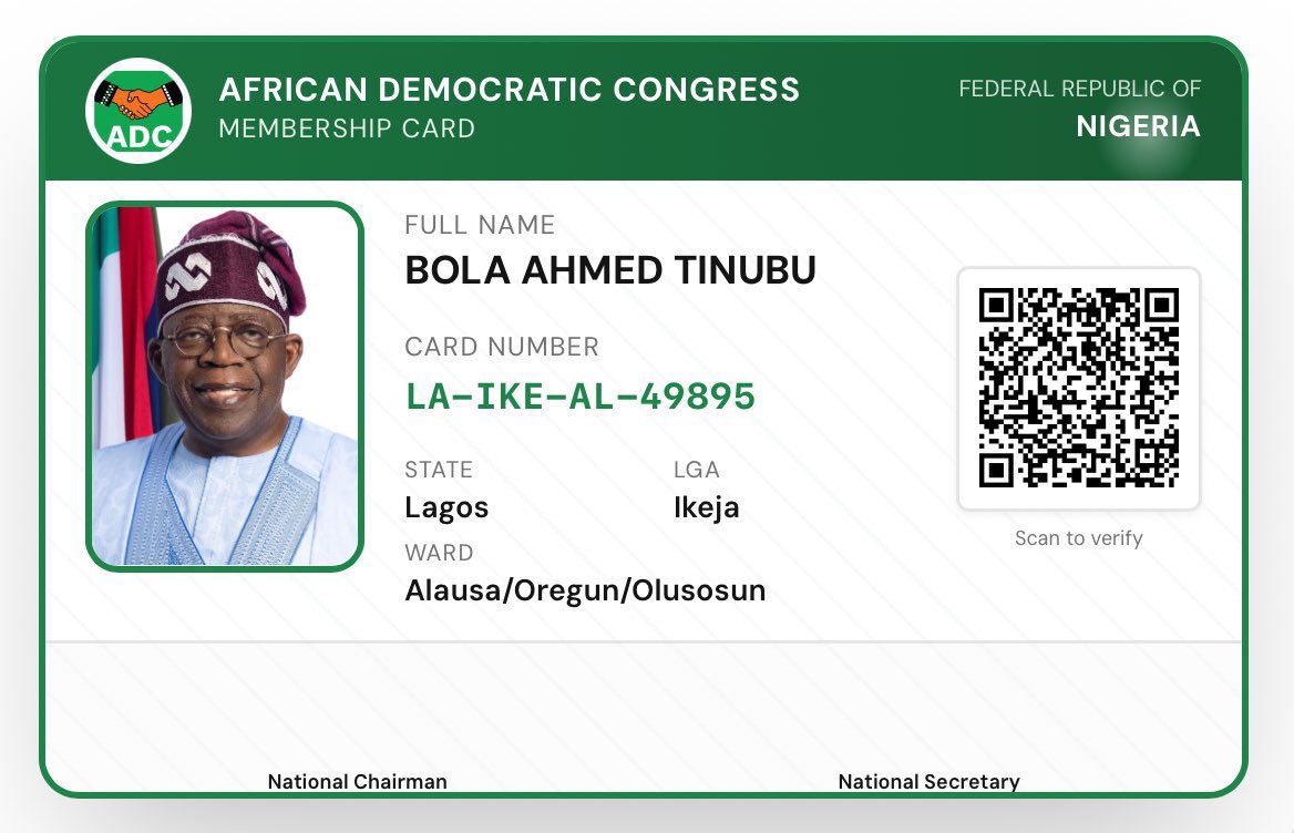 BashirAhmaad's tweet photo. The decision by our great party, the APC, to tie membership registration to an authentic National Identification Number (NIN) that corresponds with an individual’s verified mobile number was a strategic and forward-thinking move. It reinforces transparency, credibility and accountability within the party’s structure. 

By ensuring that every registered member is linked to a valid and verifiable identity, APC has effectively eliminated the possibility of fake registrations or the use of fabricated identities. 

Advisably, the opposition ADC should urgently review its own membership registration process to ensure credibility.
