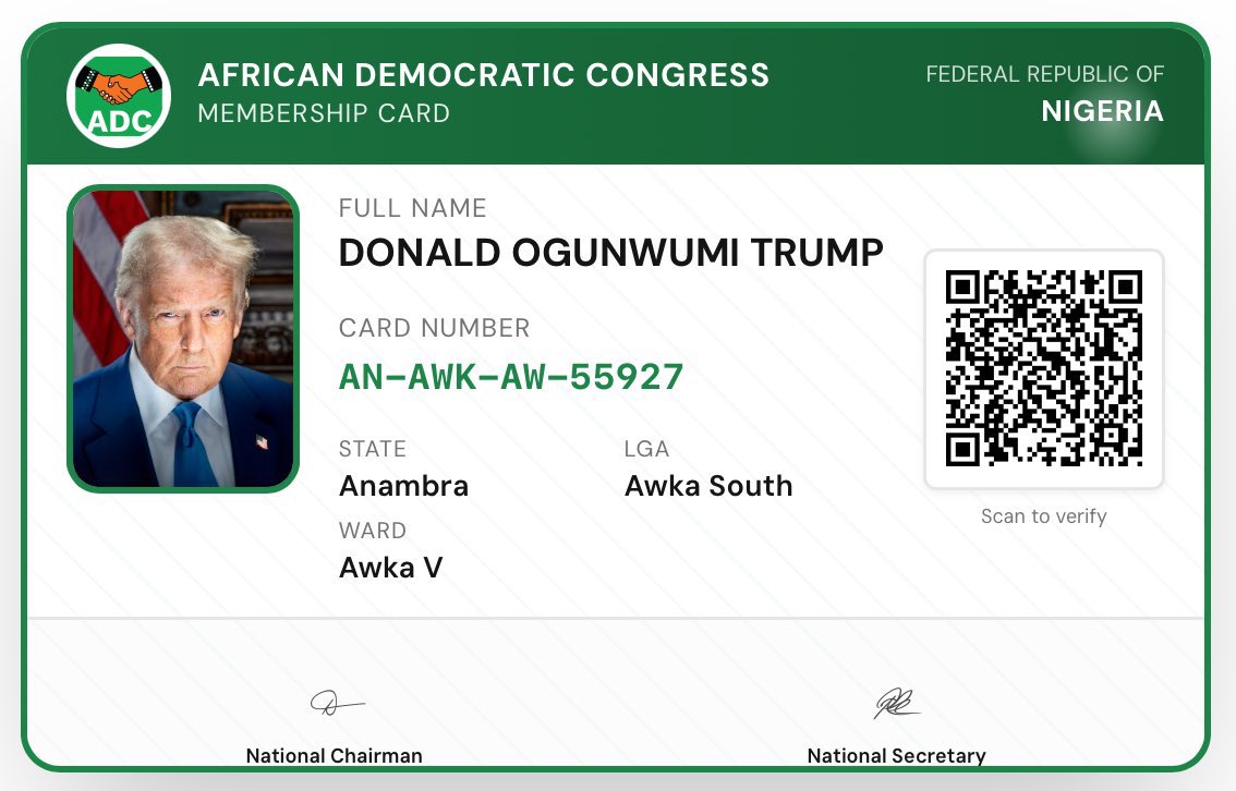 BashirAhmaad's tweet photo. The decision by our great party, the APC, to tie membership registration to an authentic National Identification Number (NIN) that corresponds with an individual’s verified mobile number was a strategic and forward-thinking move. It reinforces transparency, credibility and accountability within the party’s structure. 

By ensuring that every registered member is linked to a valid and verifiable identity, APC has effectively eliminated the possibility of fake registrations or the use of fabricated identities. 

Advisably, the opposition ADC should urgently review its own membership registration process to ensure credibility.