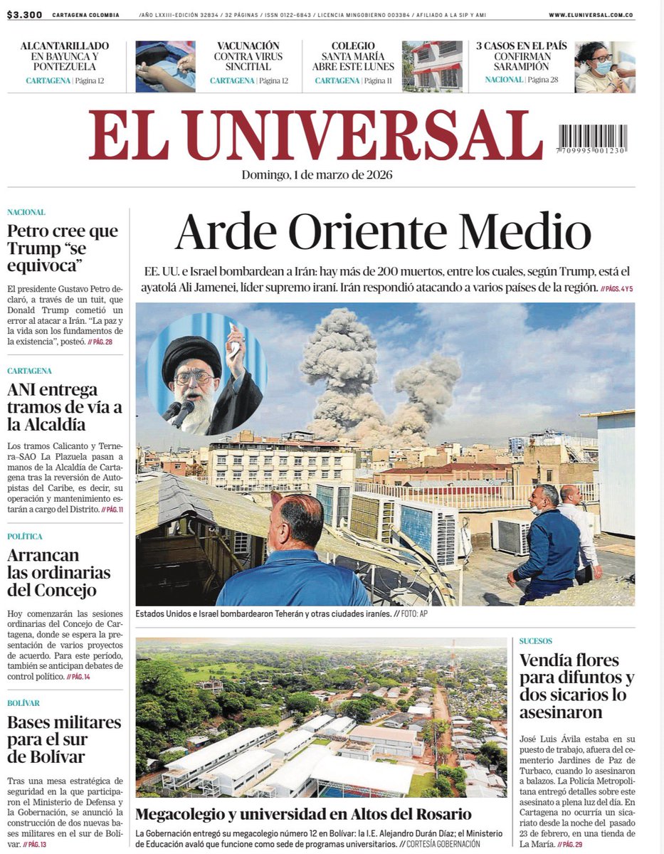 En días de noticias que preocupan, la llegada de un megacolegio al sur de Bolívar emerge como un destello de esperanza. 

Esta fue la portada de hoy de <a href="/ElUniversalCtg/">El Universal</a> y para mí es un reflejo de la vida misma: siempre hay hechos que mantienen viva la fe en que las cosas van a