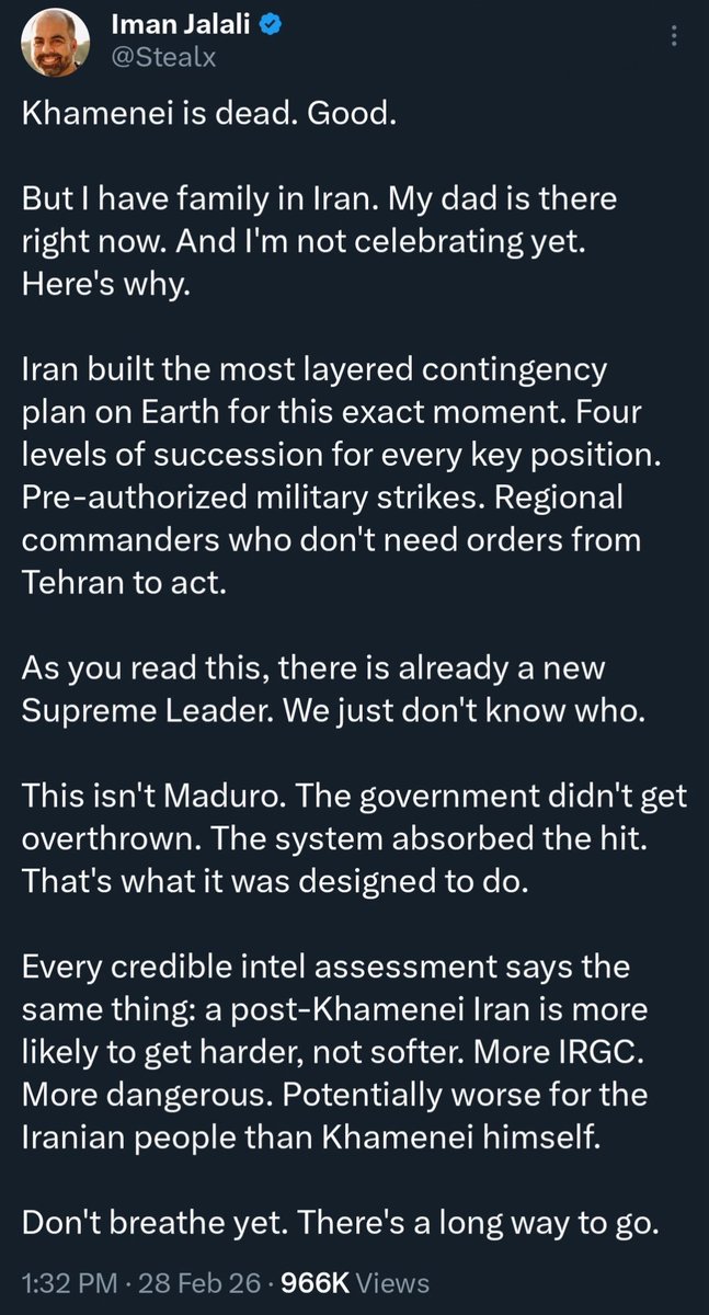 What Starmer has allowed us to get sucked into (making us a target) is unforgivable.

We are now entangled… 

…and whatever red lines he thinks he is setting will of course get pushed, undermined and corrupted by the US and Israel. 

Starmer has entangled us.