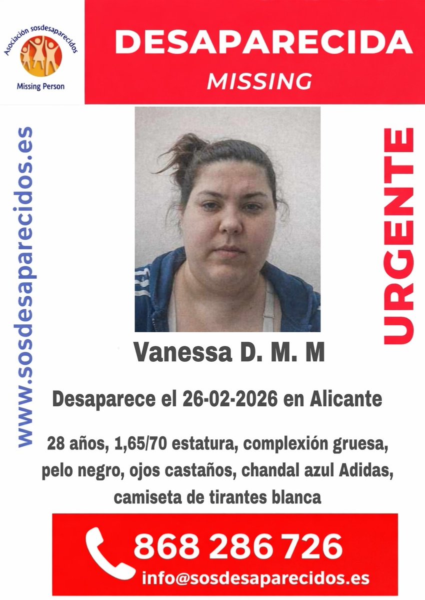 🆘 DESAPARECIDA
#Desaparecido #Missing #España  #sosdesaparecidos  #Alicante
Fuente: sosdesaparecidos
Síguenos <a href="/sosdesaparecido/">ALERTA DESAPARECIDOS</a>