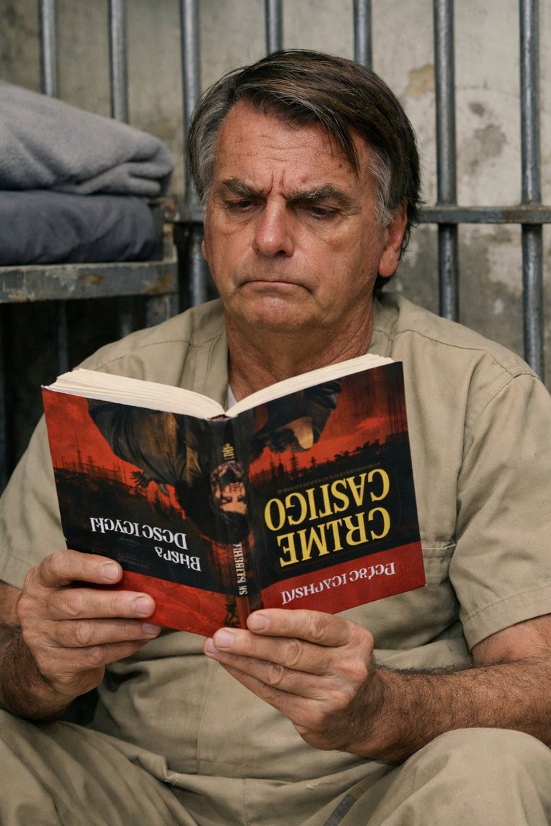D4N1EL77's tweet image. Imagem exclusiva de Bolsonaro colocando a leitura em dia na Papudinha. 🤣 #SemAnistia