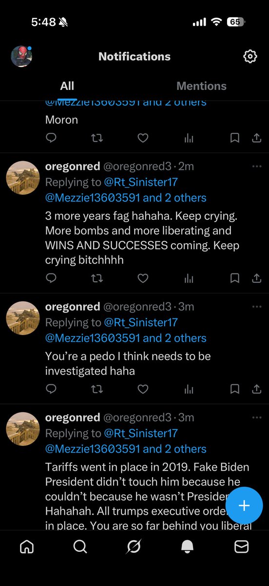 MasonLimon's tweet photo. @oregonred3 @Rt_Sinister17 @Mezzie13603591 @MattFinnFNC @drefanzor And you blocked me 🤣🤣 can’t handle the argument or the fact that you were wrong and I was right and btw still goes against Article 1 of the Constitution 😁 and fyi your president is a pedo you support him which makes you a pedo support 😂🫵🏼🤡 go fuck yourself loser https://t.co/kWN7vCMhA1