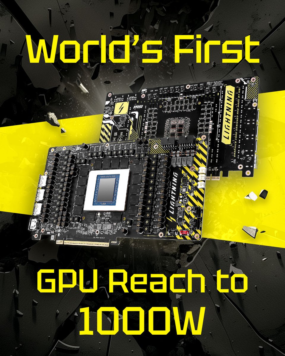 AustraliaMSI's tweet photo. You know what's the best part about the RTX 5090 LIGHTNING Z? It doesn't just play the game, it defines the league⚡️
We've packed this beast with a lineup of World's Firsts that will make any enthusiast's heart race 💛
#LightningZ #Overclocking #WorldFirst https://t.co/3UeNlo5Y6H