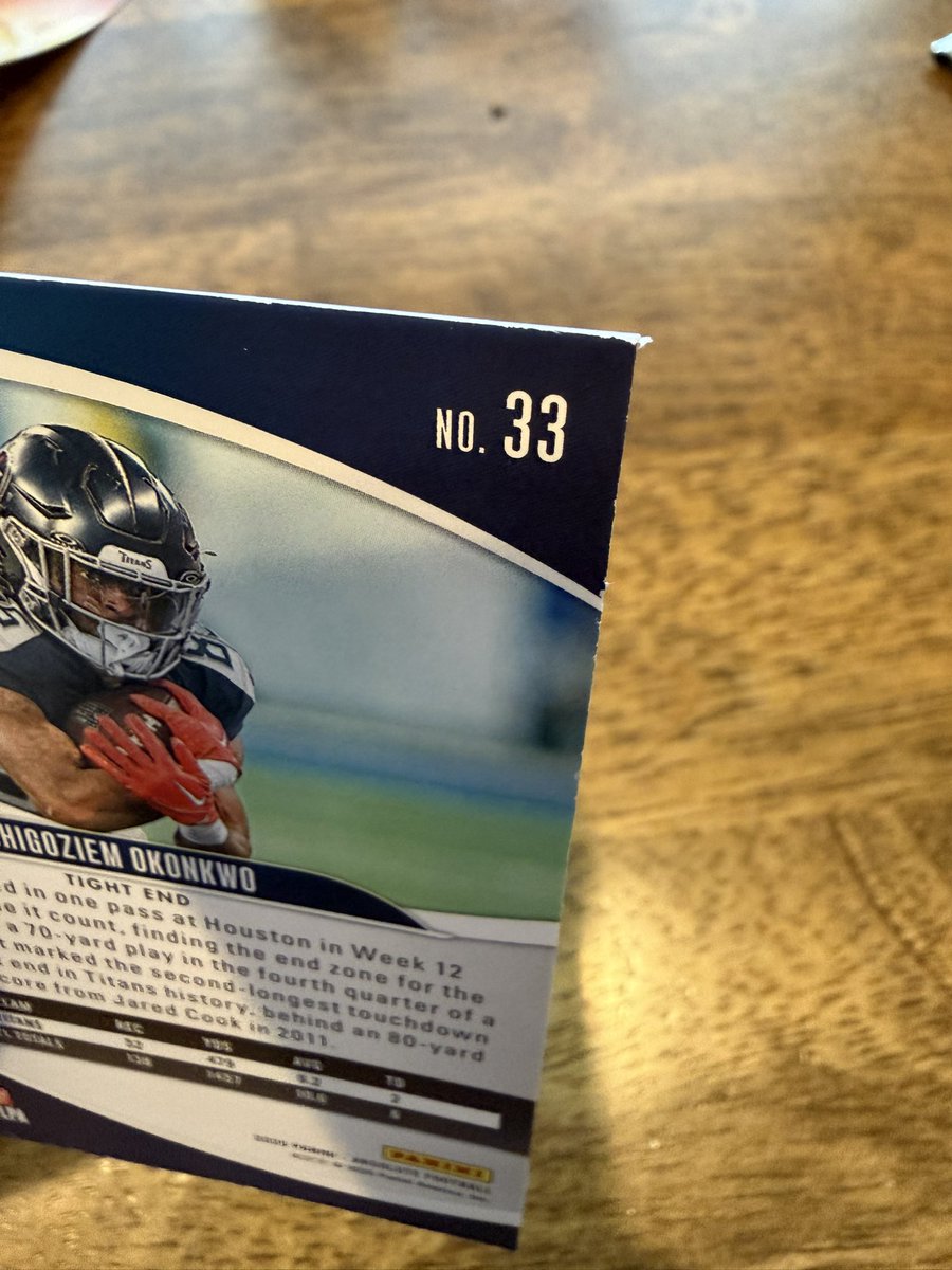 TheUncleZ's tweet photo. @PaniniAmerica I opened this 2025 Absolute Football box and 80% of the cards were damaged. Very disappointing to say the least. https://t.co/thU2BxE3vF