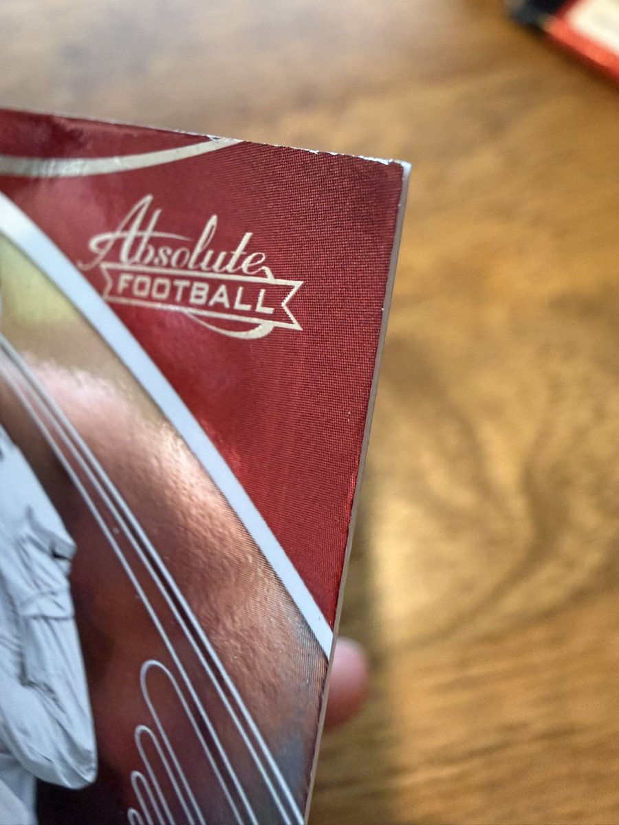 TheUncleZ's tweet photo. @PaniniAmerica I opened this 2025 Absolute Football box and 80% of the cards were damaged. Very disappointing to say the least. https://t.co/thU2BxE3vF