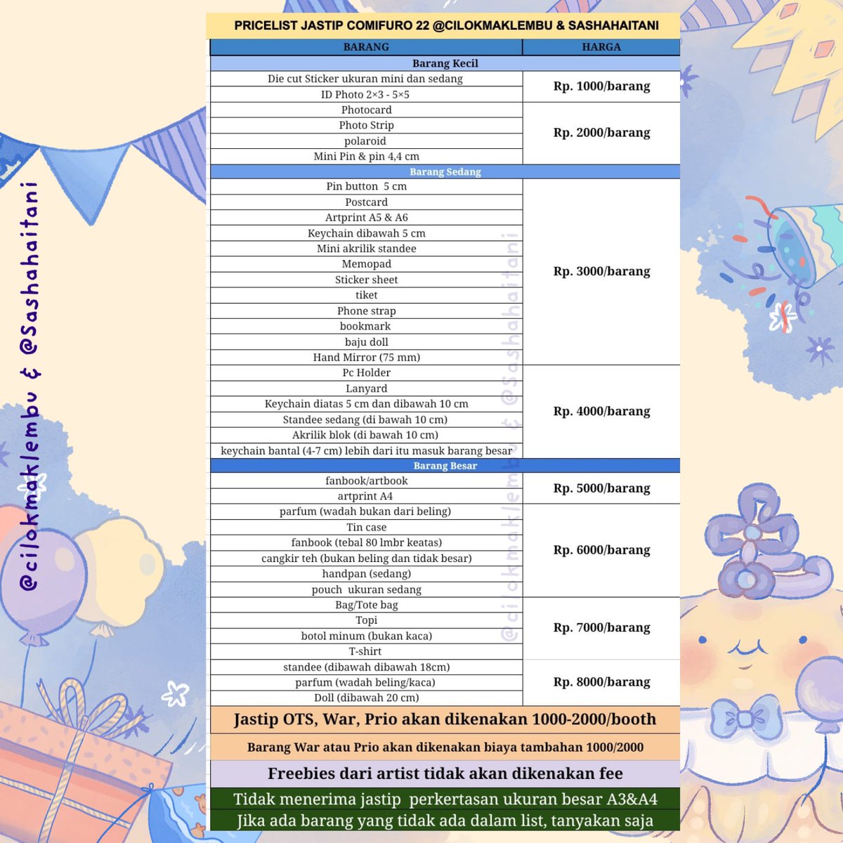 sasha | 𖹭.ᐟ open jastip cf22 | notif error tweet media