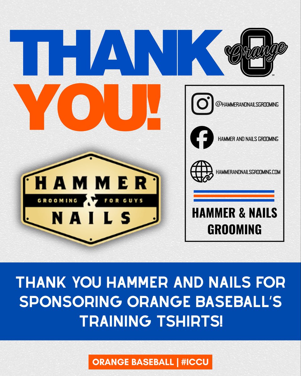 oobaseball's tweet photo. THANK YOU Hammer &amp; Nails! We appreciate your continued support to Orange Baseball. 🤝

#OrangeBaseball | #ICCU https://t.co/Ae7xfWQRwJ
