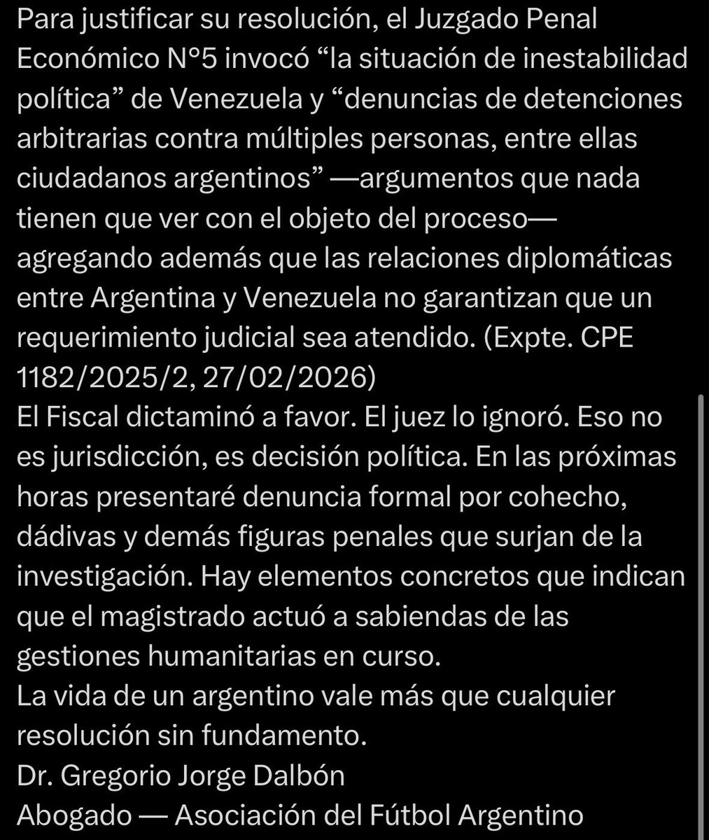 La justicia argentina hizo todo lo posible para evitar que Chiqui Tapia gestione la liberación de Nahuel Gallo. Querían que siga preso en Venezuela. ¿Por qué será?