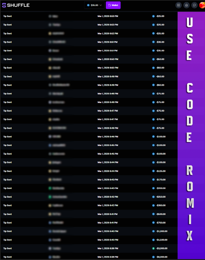 🔥SHUFFLE LEADERBOARD HAS BEEN PAID IN LESS THAN 12 HOURS.🔥

💷LEADERBOARD STARTED NOW 15,001 USD💷

💻Register: shuffle.com/?=ROMIX
😍Leaderboard: romix.tv

🍀RT+TAG 2 FRIENDS FOR A $25 GIVEAWAY🍀