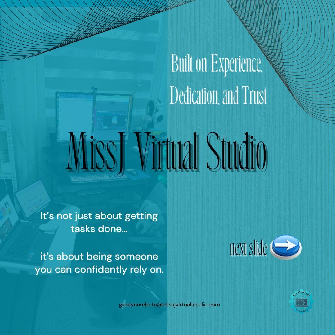 GinalynRebuta's tweet photo. Built on experience, dedication, and trust. 
It’s not just about getting tasks done — it’s about being someone you can confidently rely on.
#MissJVirtualStudio
#ReliableVirtualAssistant
#ProfessionalSupport 
#virtualassitant https://t.co/PNNoabdvmW