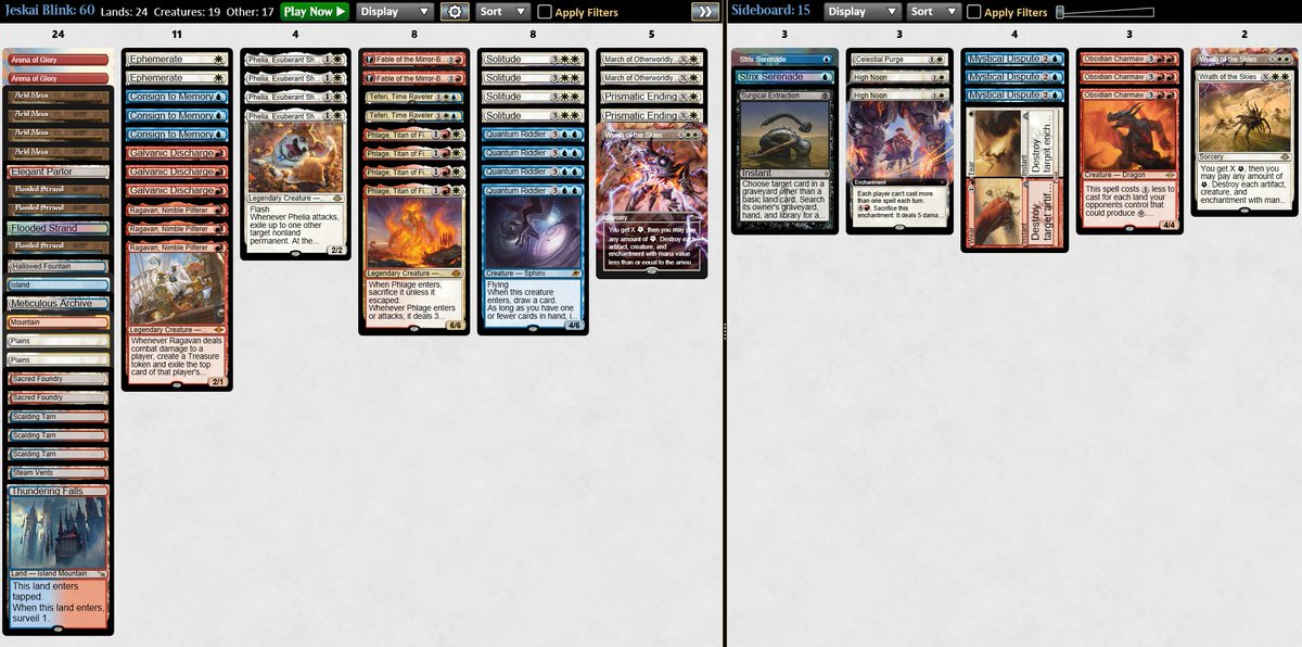 BitwiseMTG's tweet photo. My friend, Pattie, convinced me to play Modern and sent me a Jeskai Blink list. I have very little experience with the format. I remember thinking it was completely busted last time I played it.

But I got the 5-0 on the first bullet! Excited to continue exploring the format.🤓 https://t.co/I1RaxjppCG