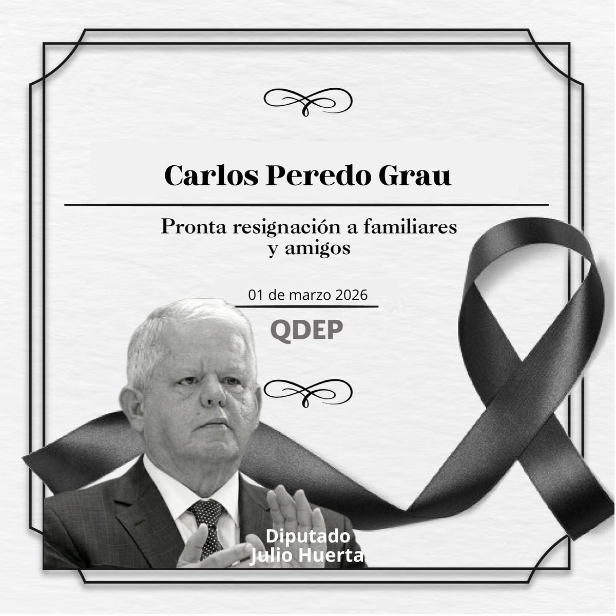 juliomiguelhg's tweet photo. Con profunda tristeza, lamento el sentido fallecimiento, de mi gran amigo y excelente servidor público, Carlos Enrique Peredo Grau. Tu trabajo y amor por tu Teziutlán y por Puebla, siempre serán recordados.

Envío un fuerte abrazo de sinceras condolencias a su querida familia. https://t.co/5r8h3zuMqr