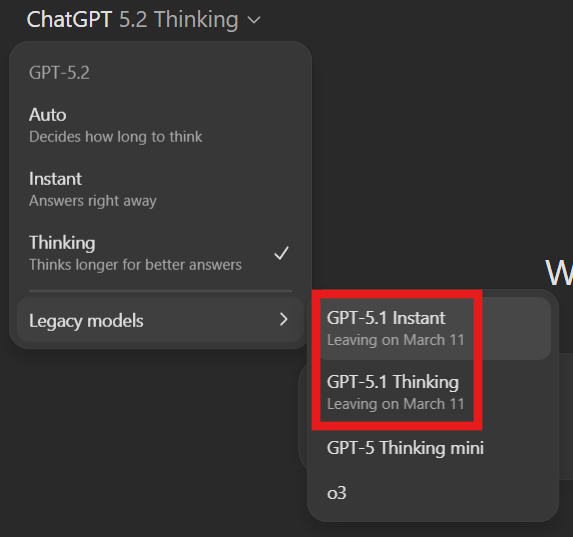 GPT-5.1 leaving notice