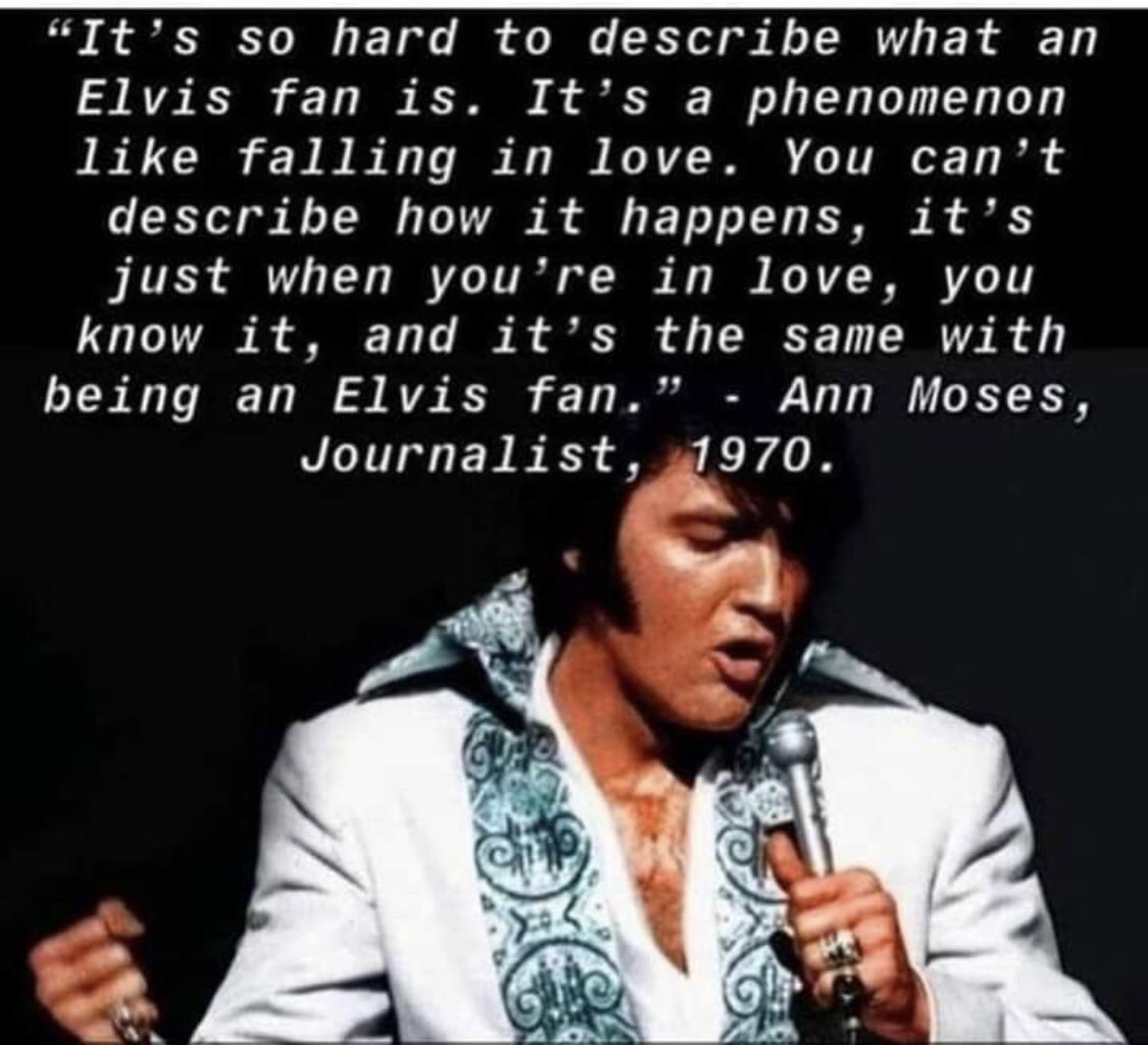 ElvisRose_'s tweet photo. After seeing #EPiC so many times this week, this feels quote particularly relevant. 

To be an #ElvisPresley fan is practically indescribable. 

It's why Elvis fans bond so strongly with one another... we all know the feelings that we can't put into words. 

Love you guys and EP https://t.co/iNQN00s4Jy