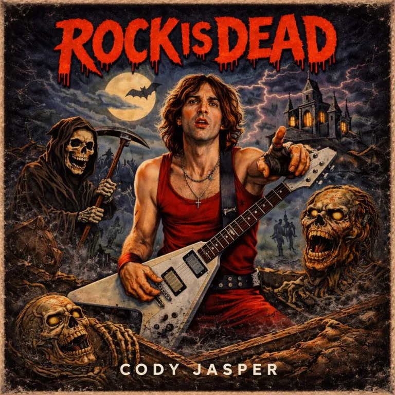 KNAC's tweet photo. CODY JASPER Announces New Studio Album ‘Rock Is Dead’ Out April 10th Via Megaforce Records; Title Track Video Launches. Hear the new song, get track listing, and much more here https://t.co/LFsmwH6117  #CodyJasper #KNAC #PureRock @CodyJasper https://t.co/Rm9jwFuxk5