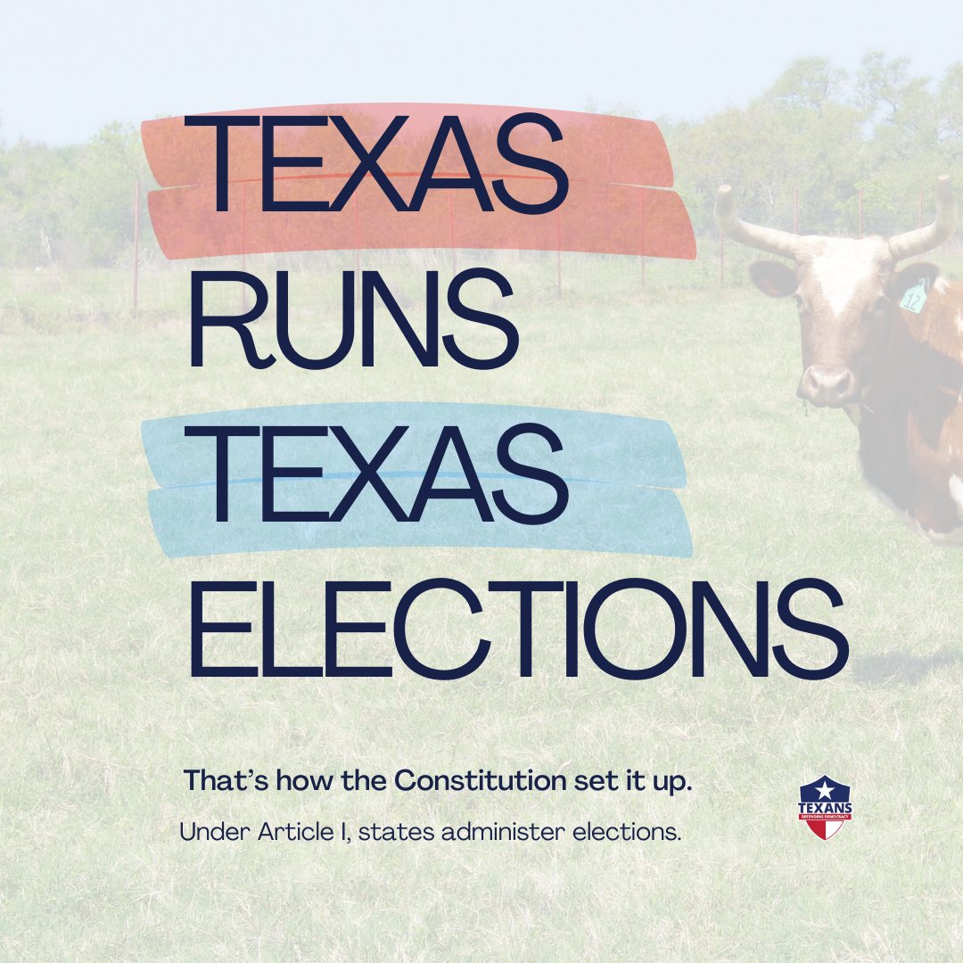 TXNSDD's tweet photo. A draft executive order proposes expanding federal control over elections.

Basic facts:

The Constitution gives states primary authority.
Texas runs Texas elections.

2020 vote manipulation claims were investigated — no evidence of systemic fraud.

Clear rules matter. #TXVotes https://t.co/4vWhzv0ZCz
