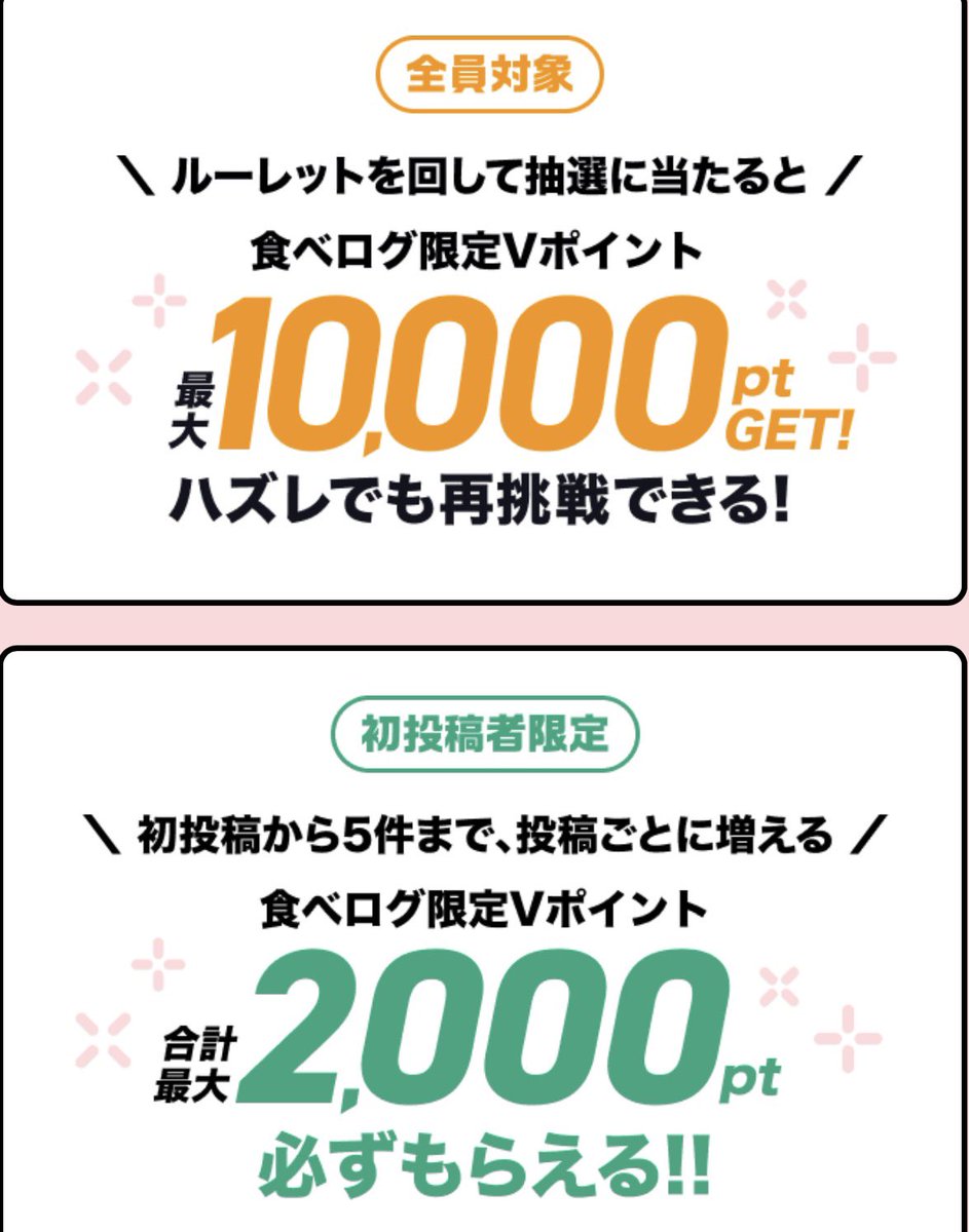 食べログ 口コミ5件投稿で最大2000㌽貰える💰(初投稿者限定) 既存も