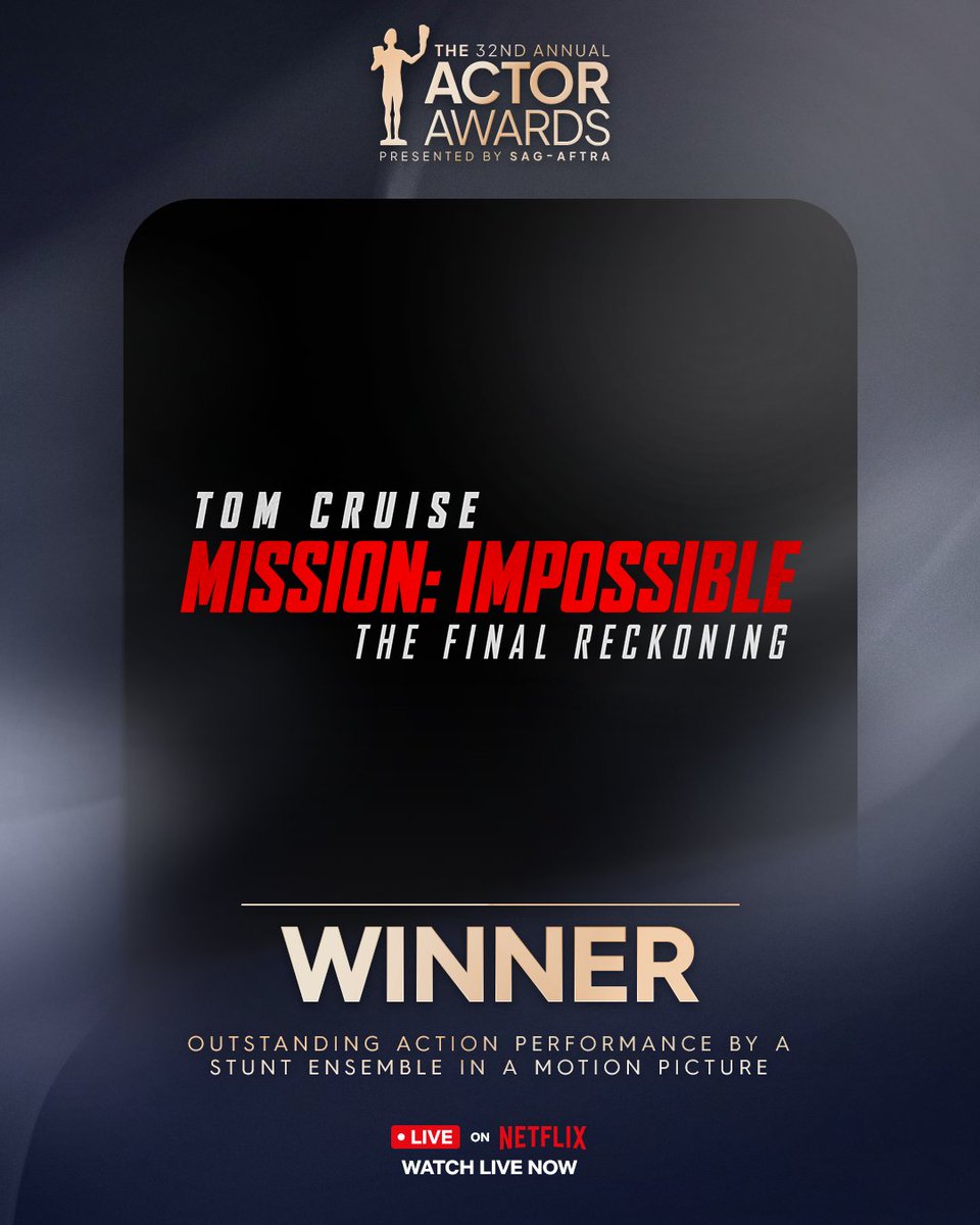 With this group, nothing is impossible. The Actor® for Outstanding Action Performance by a Stunt Ensemble in a Motion Picture goes to Mission: Impossible - The Final Reckoning. 💥