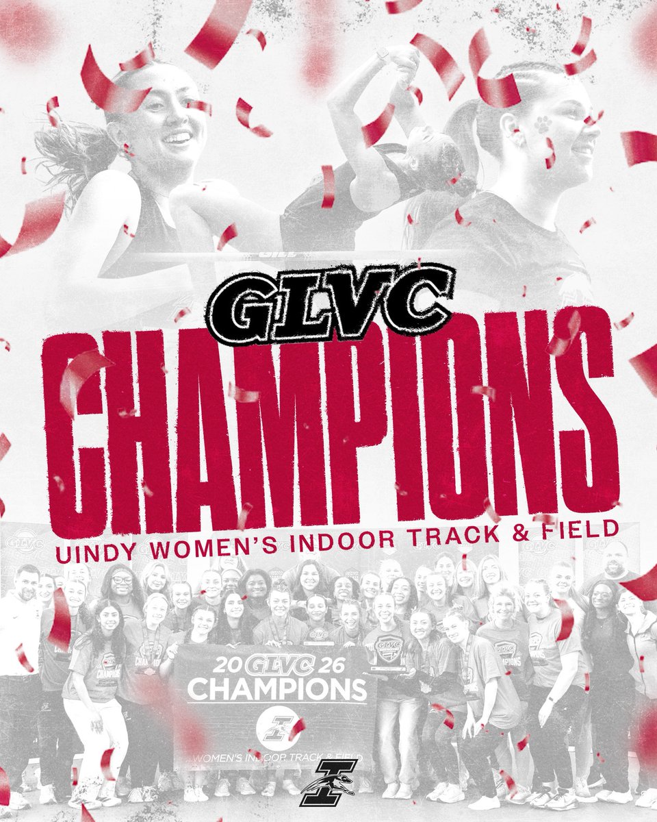 UIndyXCTF's tweet photo. Our turf. Our trophies. 🏆🏆

We are #GLVCchamps in both Men’s &amp; Women’s Indoor‼️ https://t.co/NsYfsFd8Bg