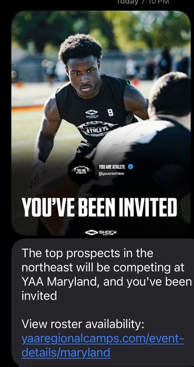 J0rdanmoon15's tweet photo. Thank you for the invite 📈📈‼️‼️@youareathlete… I will try my best to attend! @EliteSuccessPA @CoachHop11 @CoachODonnell_ @footballcoach79 @CoachBL_AFL @MarcSaldana7 https://t.co/BVgSOQfAgS