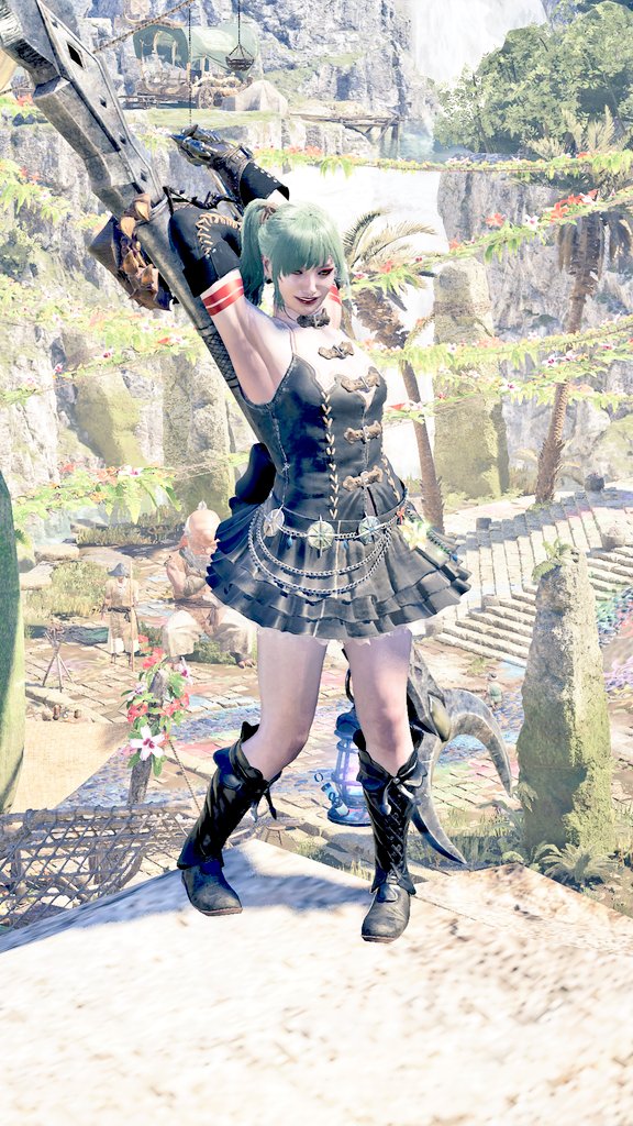 biskayar's tweet photo. ピッタリなポーズがあったからユーベルさんのコスプレしてみました♪
#モンハンワイルズ重ね着 
＃G10Guncers https://t.co/OTxm4aoeyB
