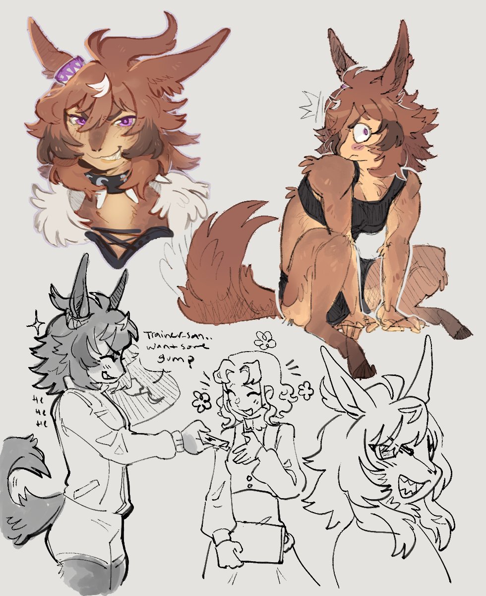 Seraphiinx's tweet photo. windy doodles today. every time i draw umas they get more and more creature https://t.co/MjqFH8ymxK