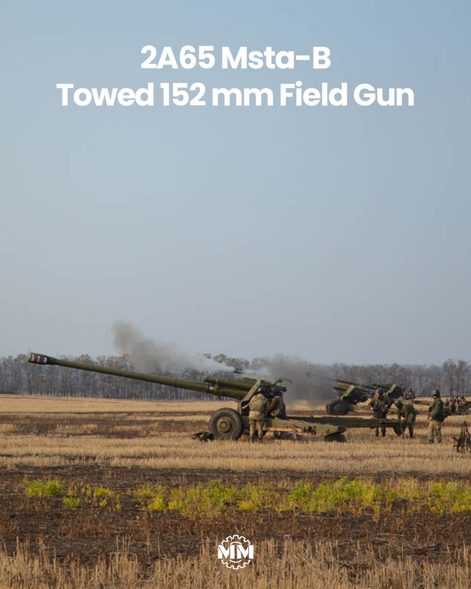 MilitaryMechs's tweet photo. The 2A65 Msta-B is a Soviet-era 152mm towed artillery gun built for long-range direct and indirect fire, delivering powerful HE and rocket-assisted shells with flexible, rapidly repositioned battlefield support sustained.
#2A65MstaB #LongRangeFire #MilitaryMechanics https://t.co/v67Mi3MHks