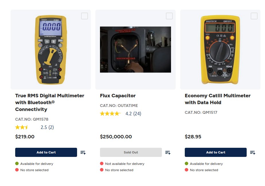 Famicuber's tweet photo. So I apparently found a joke listing for the flux capacitor while looking for multimeters on JayCar's website. https://t.co/o7uV4XaPU7