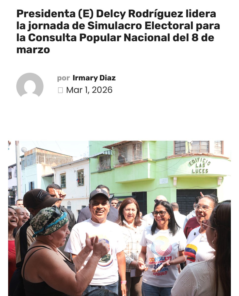sanches49673's tweet photo. Presidenta (E) Delcy Rodríguez lidera la jornada de Simulacro Electoral para la Consulta Popular Nacional del 8 de marzo.

Leer más: https://t.co/3ecJdoylmk https://t.co/nIhf9NJnDJ