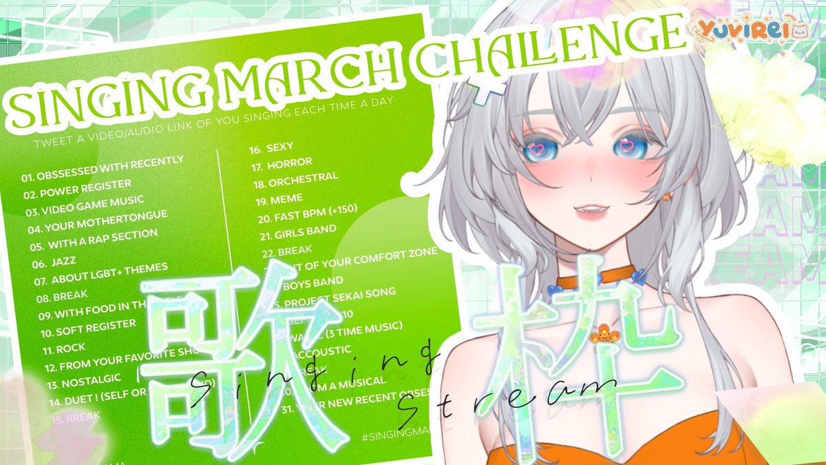 yuvirei's tweet photo. so guys yknow instead of doing SingingMarch by putting in effort

im gonna do it the lazy girl way by singing it all on stream and clipping it 😃 

see yall tonight https://t.co/W8H34QppL8