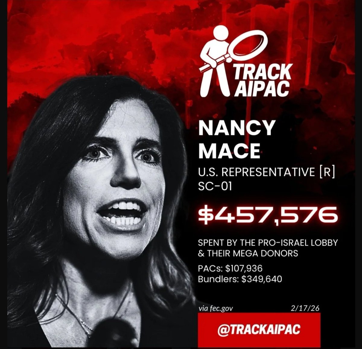 harshcritic1985's tweet photo. @RepNancyMace I'll bet you lie awake at night worrying about the rights of Iranian women, I'm sure everyone here can see that.

On another note, it sure was nice of AIPAC to give you enough money to buy a home. https://t.co/QHa1XMoJ1e