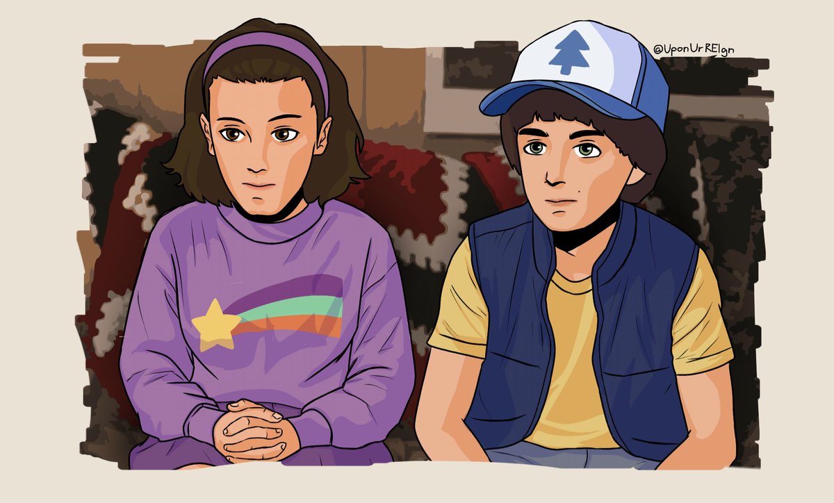 UponUrREIgn's tweet photo. had to draw #WillEl as Dipper &amp; Mabel, they're so cuteeee😩💞

#WonderPines #WonderTwins https://t.co/KSav0XcYEz