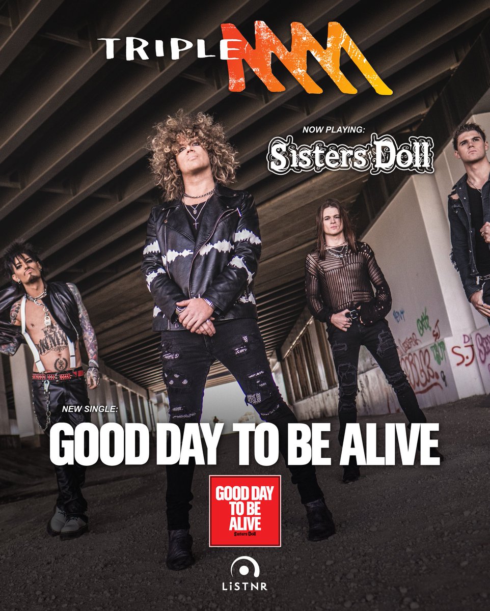 SistersDoll's tweet image. 🇦🇺 BIG NEWS, AU!

“Good Day To Be Alive” is now spinning across the country on Triple M!

Tune in weeknights from 7PM or stream via the LiSTNR App.

Thank you, Triple M. Turn it up! 🤘

#SistersDoll #GoodDayToBeAlive #TripleM #DollArmy